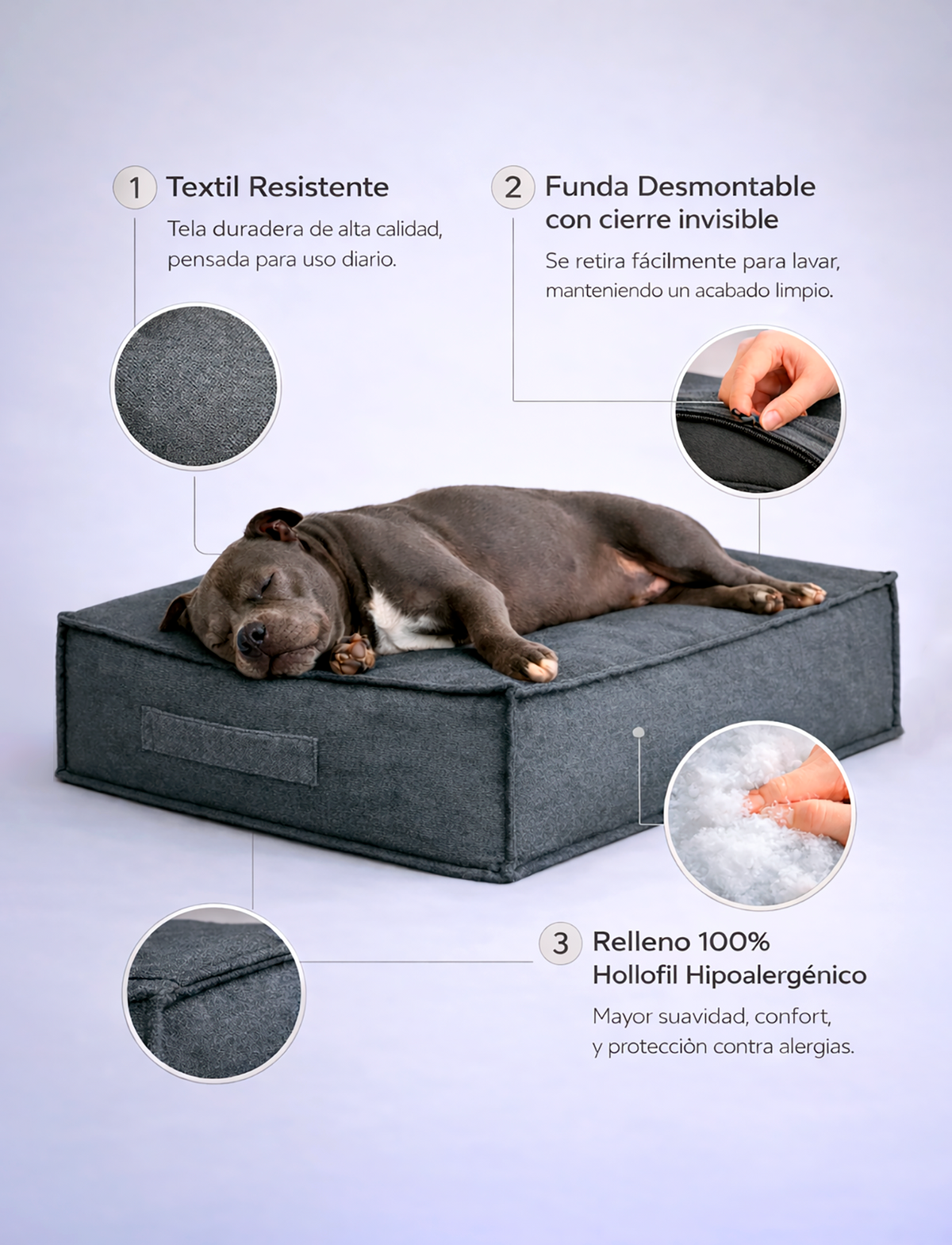 Cama Cojín Gris