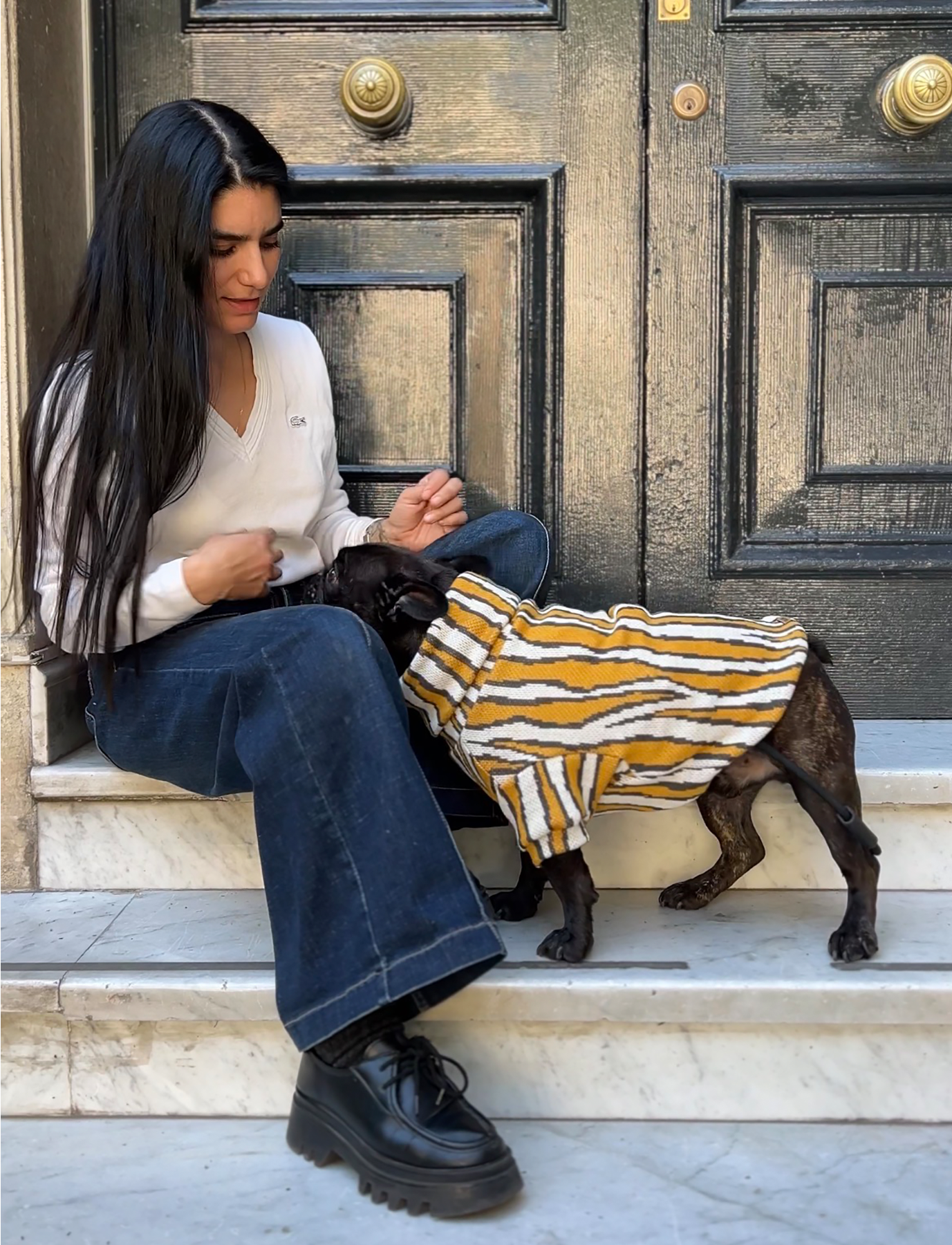 Chaleco Cuello Alto Zebra Mostaza