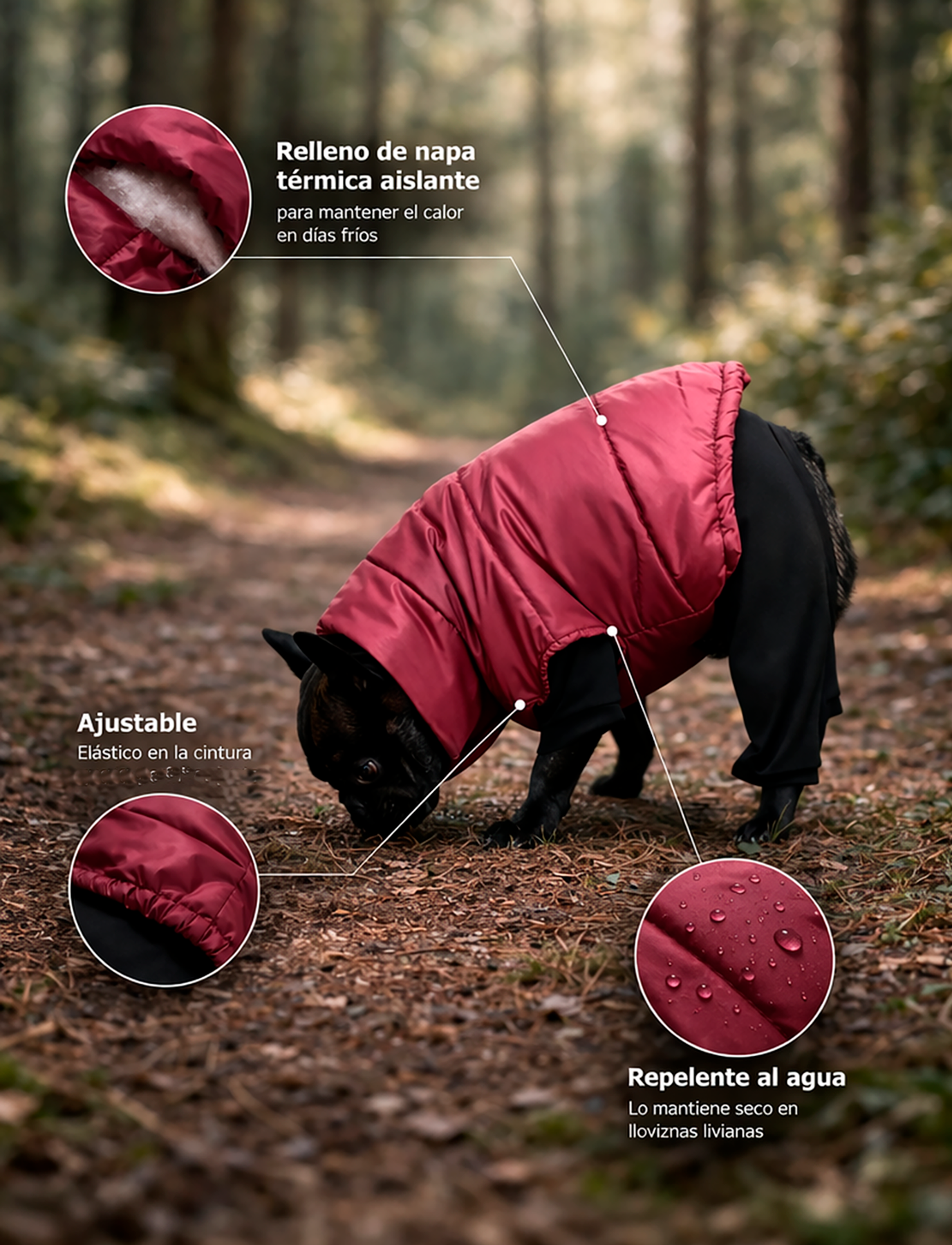 Chaqueta Puffer Burdeo