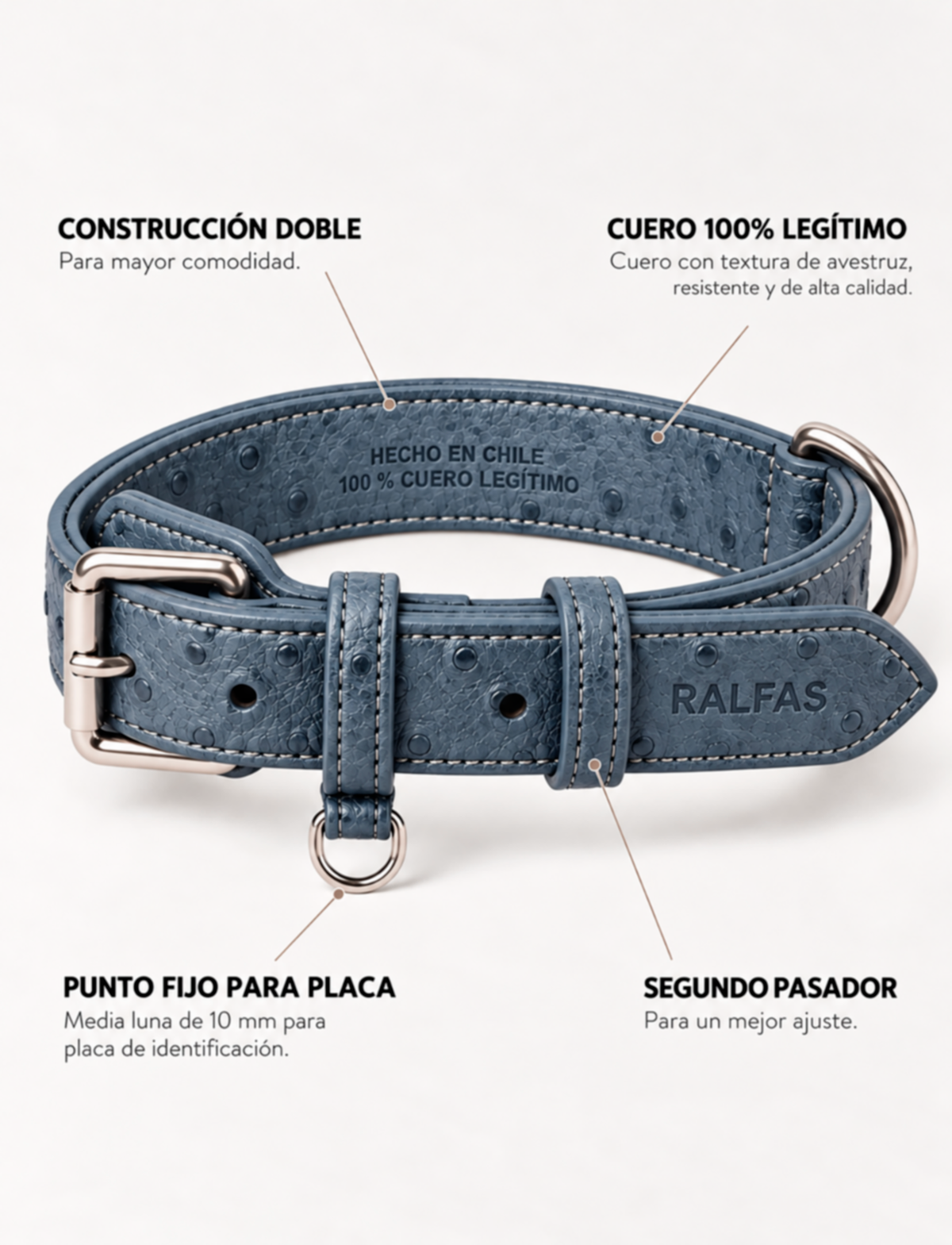 Collar Avestruz Azul Jeans