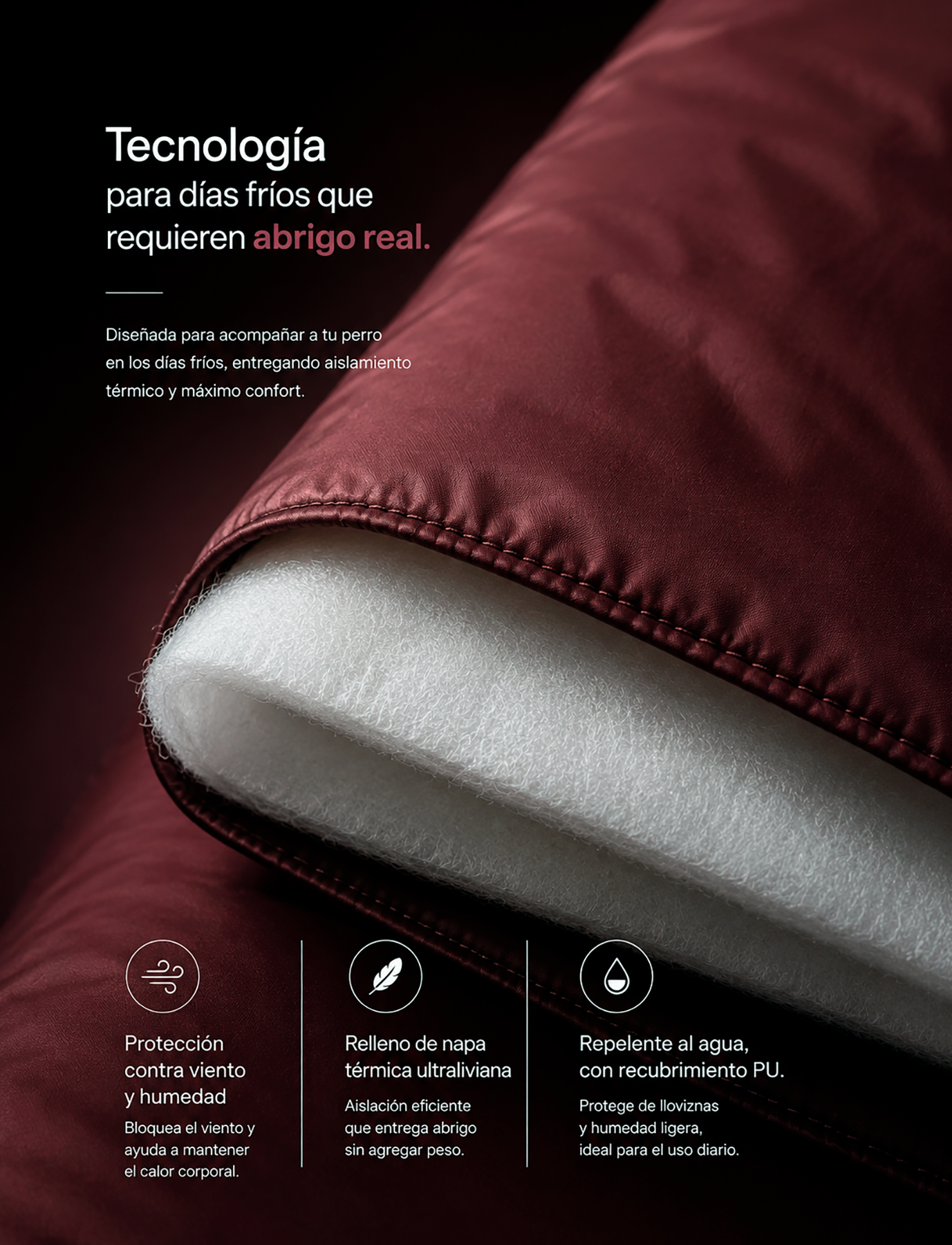 Chaqueta Puffer Burdeo