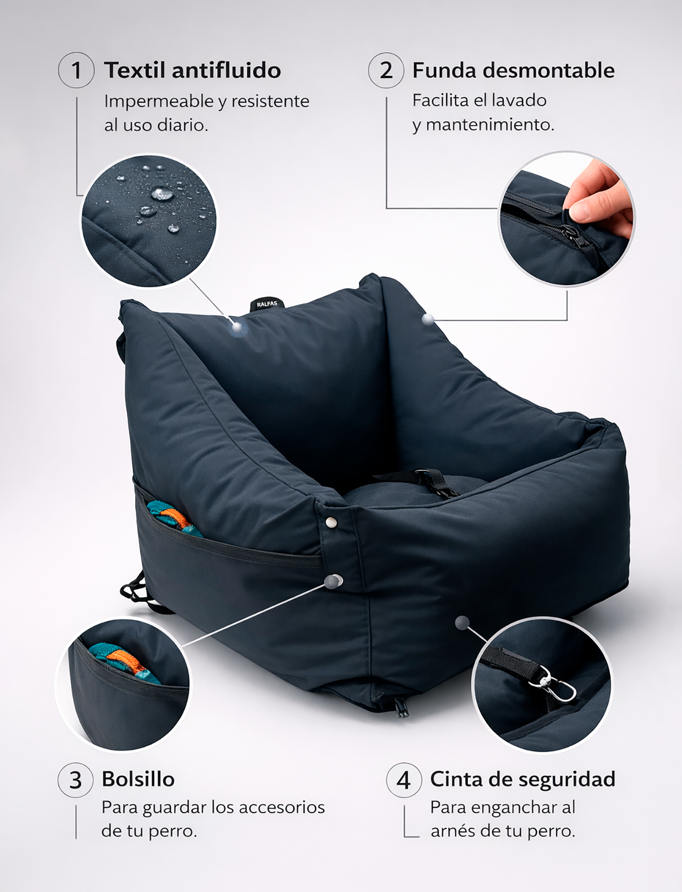 Cama para auto gris gráfito